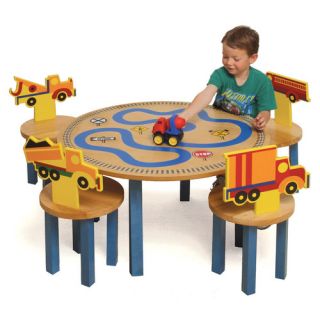 Boys Like Trucks Kids 5 Piece Table and Chair Set by Room Magic
