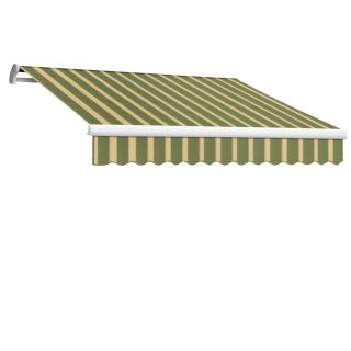 Awntech 168 in Wide x 120 in Projection Olive/Tan Stripe Slope Patio Retractable Manual Awning
