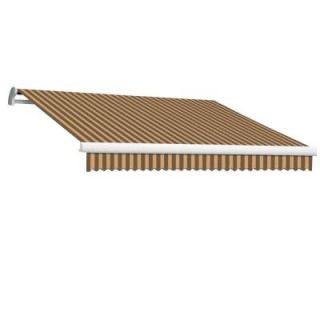 Beauty Mark 24 ft. MAUI EX Model Left Motor Retractable Awning (120 in. Projection) in Brown and Tan Stripe MTL24 EX BRNT