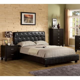Furniture of America Modern 2 Piece Espresso Bed with Nightstand Set