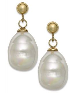 Majorica 18k Gold Vermeil Baroque Man Made Pearl Drop Earrings