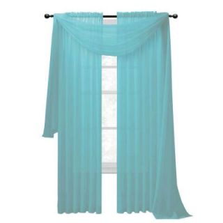 Window Elements Diamond Sheer Voile Light Blue Curtain Scarf, 56 in. W x 216 in. L YMC003053