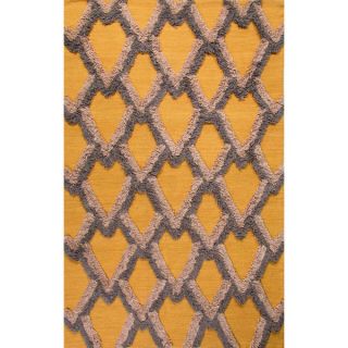 Flatweave Geometric Pattern Amber/Simply Taupe Wool (5x8) Area Rug