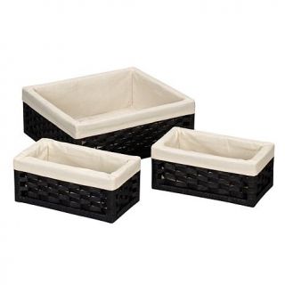 Household Essentials™ Paper Rope Set of 3 Black Utility Baskets