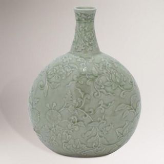 Novica Exotic Flora Celadon Ceramic Vase