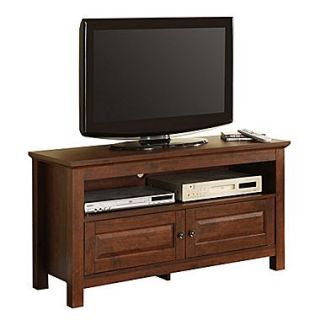 Walker Edison Cortez 44 Inch Wood TV Console, Traditional Brown