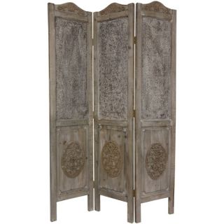 Oriental Furniture 74.5 x 49.5 Closed Mesh Antique Design 3 Panel
