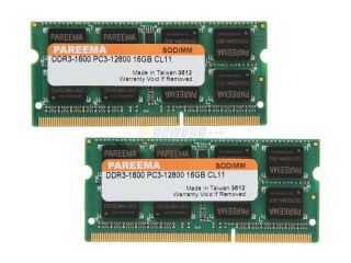 Pareema 16GB (2 x 8G) 204 Pin DDR3 SO DIMM DDR3 1600 (PC3 12800) Laptop Memory Model MD316D81611S2