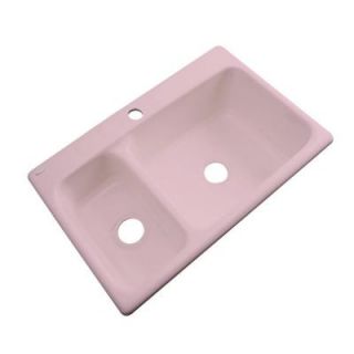 Thermocast Wyndham Drop In Acrylic 33 in. 1 Hole Double Bowl Kitchen Sink in Dusty Rose 42162
