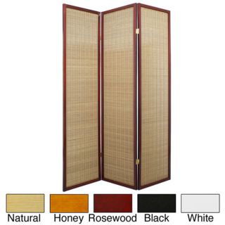 Wood and Natural Fiber 6 foot 6 panel Two tone Room Divider (China)
