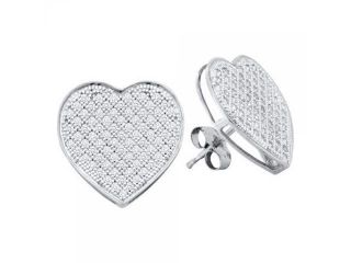 10k White Gold 0.05 CTW Diamond Heart Stud Earrings   0.395 gram    #556 50201