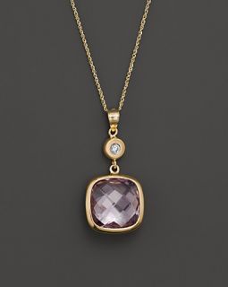 Lavender Amethyst and Diamond Pendant Necklace in 14K Yellow Gold, 18"