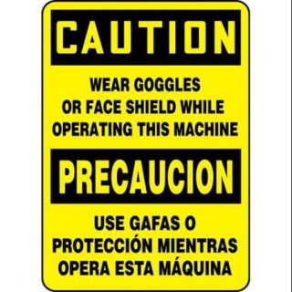ACCUFORM SIGNS SBMEQM743VP Caution Sign,14 x 10In,BK/YEL,PLSTC,Text
