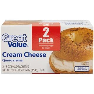 Great Value Cream Cheese, 8 oz, 2 count