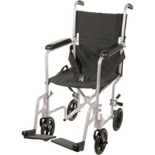 Drive Medical Lightweight Transport Wheelchair, 19" Seat, Silver