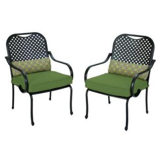 Hampton Bay Fall River Patio Dining Chair with Moss Cushion (2 Pack) DY11034 D 2