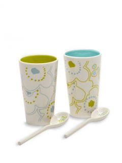 Flowers Cups with Spoons Set (4 PC) by Classic Coffee & Tea Company