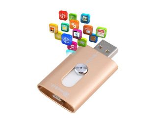 Portable GH07B Dual Storage 8GB iStick for IOS & PC   Golden