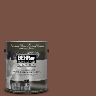BEHR Premium Plus Ultra 1 gal. #S190 7 Toasted Pecan Semi Gloss Enamel Interior Paint 375301