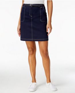 Karen Scott Belted Denim Skort, Only at   Skirts   Women   