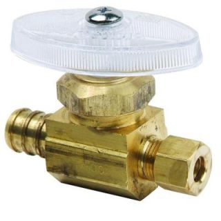 BrassCraft 1/2 in. Nominal Crimp PEX Barb Inlet x 1/4 in. O.D. Compression Outlet Brass Multi Turn Straight Valve (5 Pack) BRPX04X RM
