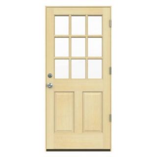 JELD WEN 30 in. x 80 in. 9 Lite Unfinished Hemlock Prehung Front Door with AuraLast Jamb O10607