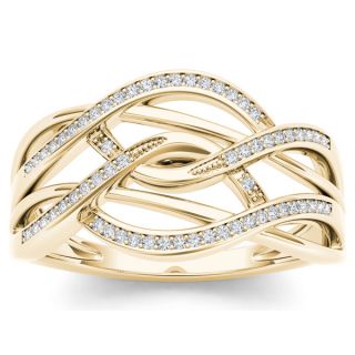 De Couer 10k Yellow Gold 1/6ct TDW Diamond Swirling Fashion Ring (H I