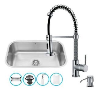 Vigo All in One Undermount Stainless Steel 30 in. 0 Hole Single Bowl Kitchen Sink and Faucet Set in Chrome VG15054