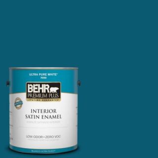 BEHR Premium Plus 1 gal. #540D 7 Deep Blue Sea Zero VOC Satin Enamel Interior Paint 730001