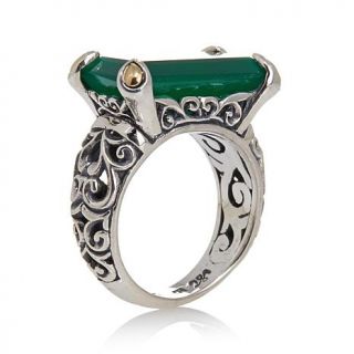 Bali Designs by Robert Manse Rectangular Green Chalcedony Sterling Silver Ring   7608655