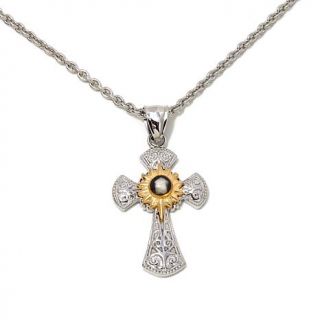 Michael Anthony Jewelry® 2 Tone Nativity Stone Stainless Steel Cross Pendan   7890045