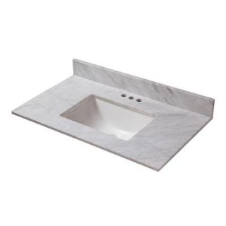 Home Decorators Collection 25 in. W x 19 in. D Marble Vanity Top in Carrara with White Single Trough Basin 21108
