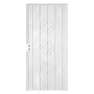 Unique Home Designs 32 in. x 80 in. Del Flor White Surface Mount Outswing Steel Security Door with Expanded Metal Screen IDR02120322121