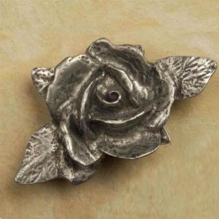 Single Rose lg pull (Pewter with White)