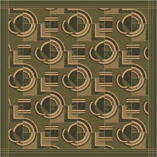 Milliken Modernes Square Green Transitional Tufted Area Rug (Common: 8 ft x 8 ft; Actual: 7.58 ft x 7.58 ft)