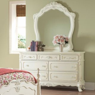TRIBECCA HOME Fairytale Victorian Princess White Dresser and Mirror