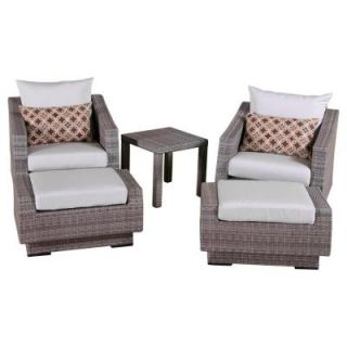 RST Brands Cannes 5 Piece Patio Club Chair and Ottoman Set with Moroccan Cream Cushions OP PECLB5 CNS MOR K