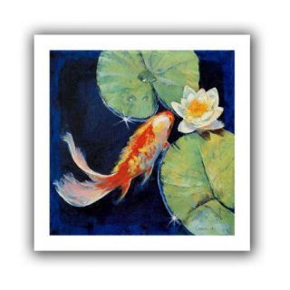 ArtWall 'Koi and White Lily' by Michael Creese Print of Painting on Canvas
