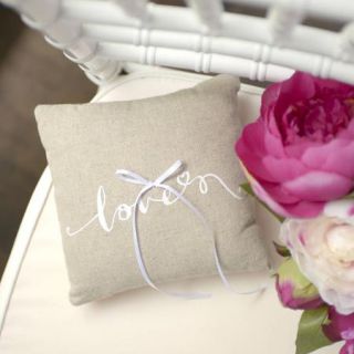 Script Love Linen Ring Pillow