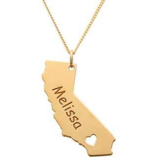 Personalized Gold over Sterling Silver California State Name Pendant