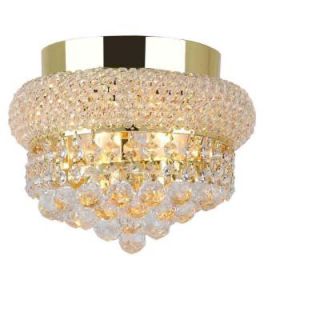 Worldwide Lighting Empire Collection 3 Light Gold and Clear Crystal Ceiling Light W33011G8