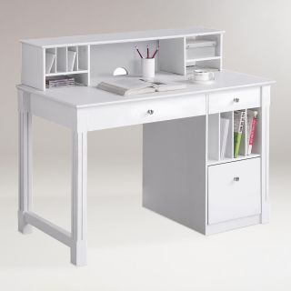 White Wood Clara Desk with Hutch