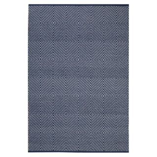 Indo Hand woven Zen Dark Blue/ Bright White Contemporary Flat weave