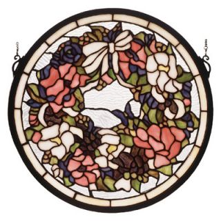 Meyda Tiffany Wreath and Garland Medallion Stained Glass Window