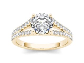 De Couer 14k Yellow Gold 1 1/4ct TDW Diamond Solitaire Engagement Ring (H I, I2)