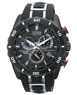 Citizen Mens Eco Drive Perpetual Chrono A T Stainless Steel and Black