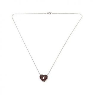 Ravenna Gems 0.7ct Gemstone Heart Lock Sterling Silver 18" Necklace   7902412