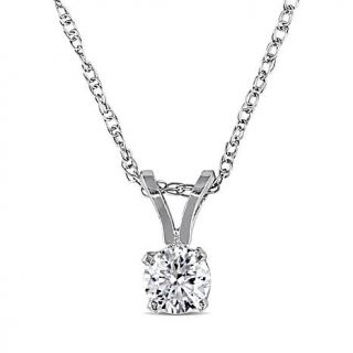 14K White Gold .25ct White Solitaire Pendant with 17" Chain   7792393