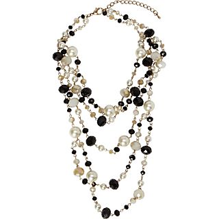 Samoe  Jet and Pearl Crystal Necklace