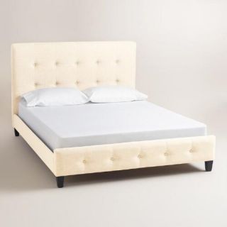 Bone Linen Greir Upholstered Bed